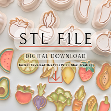 Load image into Gallery viewer, Fruits and Veggies Clay Cutter Set |STL File

